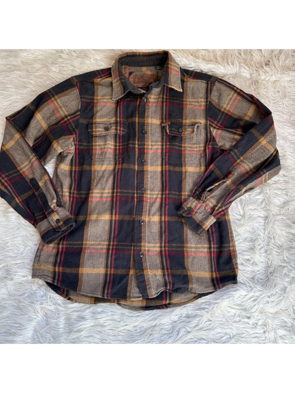 Orvis Shacket Mens Medium Shirt Flannel Plaid Button Down‎ Soft Fleece Cabincore
